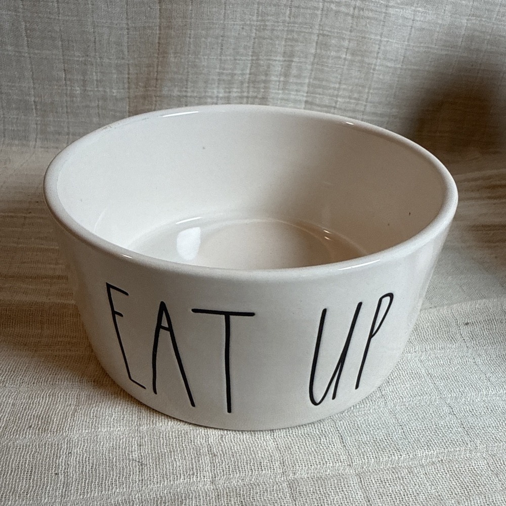 Rae Dunn Eat Up White Ceramic 5.5" Soup Ice Cream Bowl Dog Dish